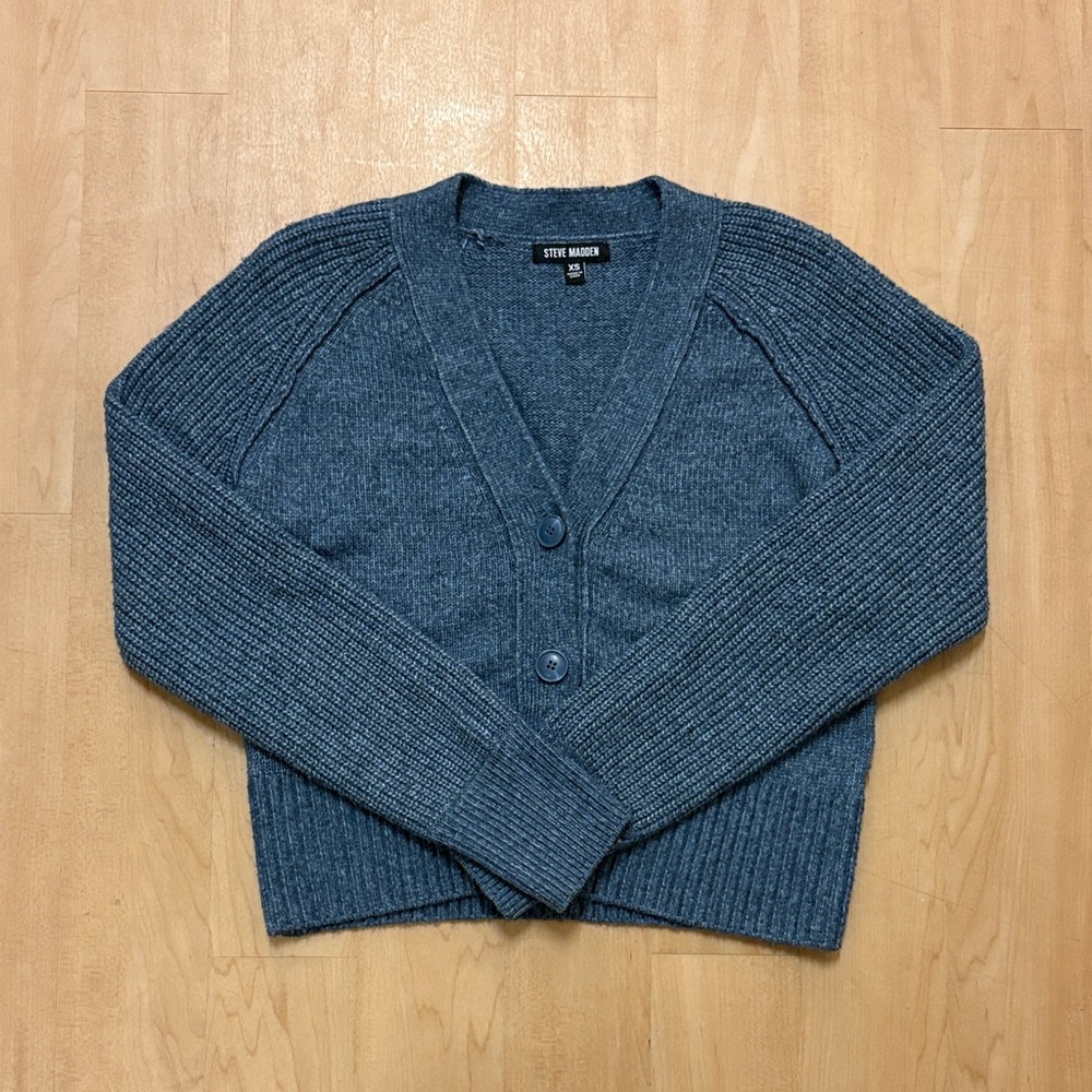 Steve Madden Blue Knit Cardigan